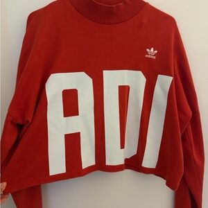 Adidas Women's Bold Red Sweatshirt Cropped